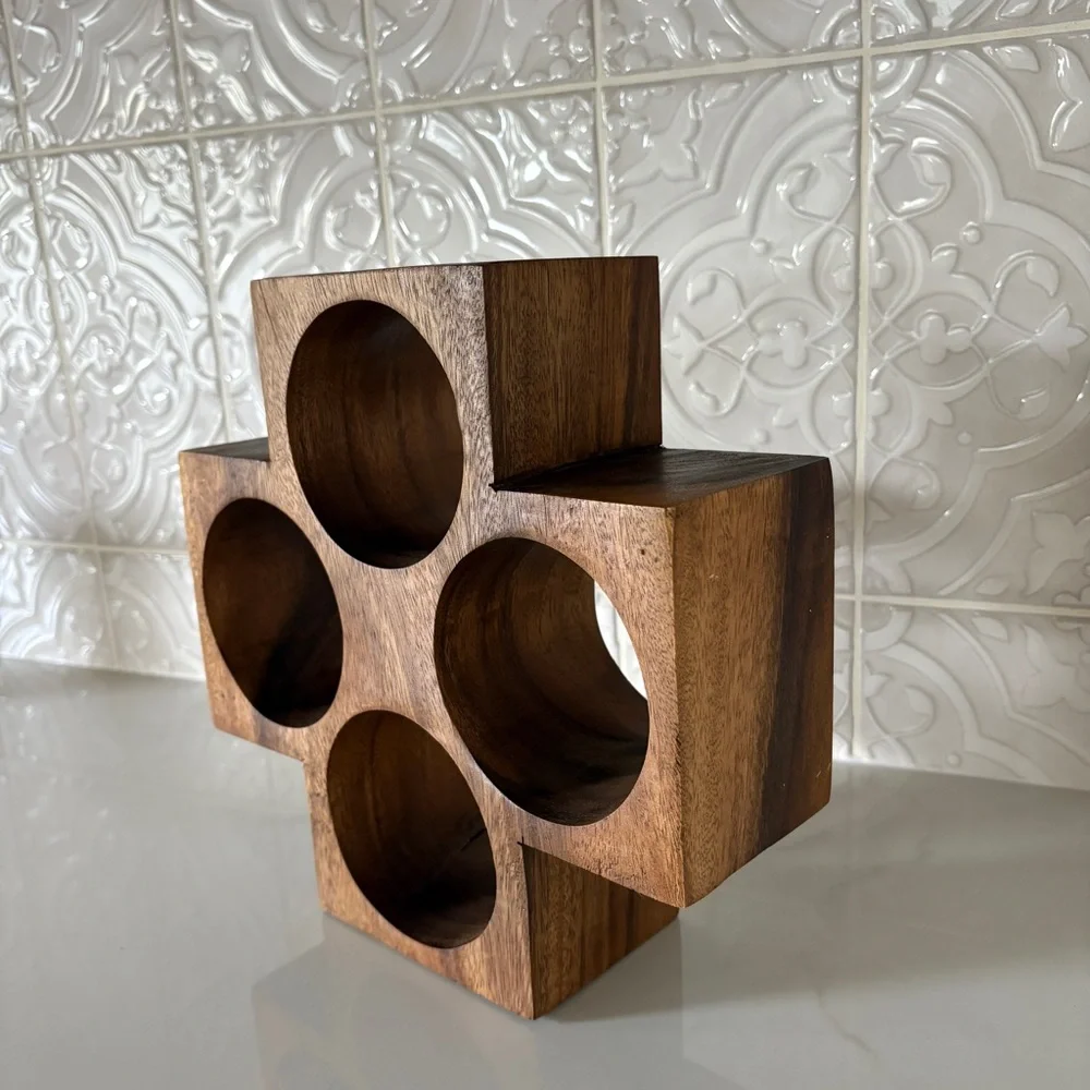 Rustic Brown Wooden wine holder Decor